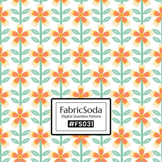 FS031 Orange Flower Printed Fabric
