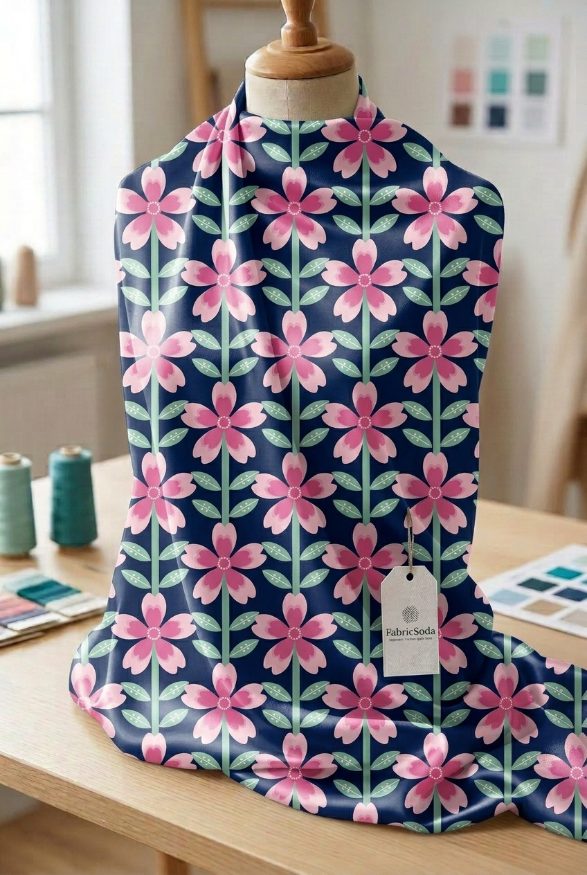 FS031 Pink Flower Printed Fabric