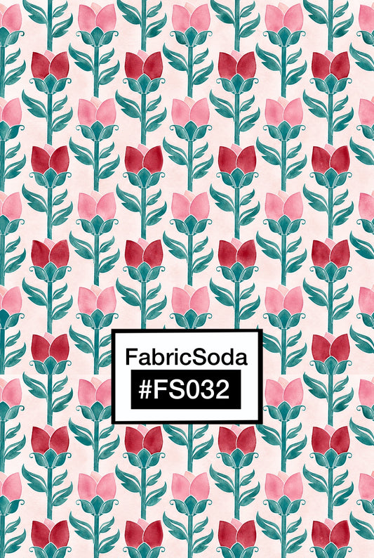 FS032 Pink Rose Printed Fabric