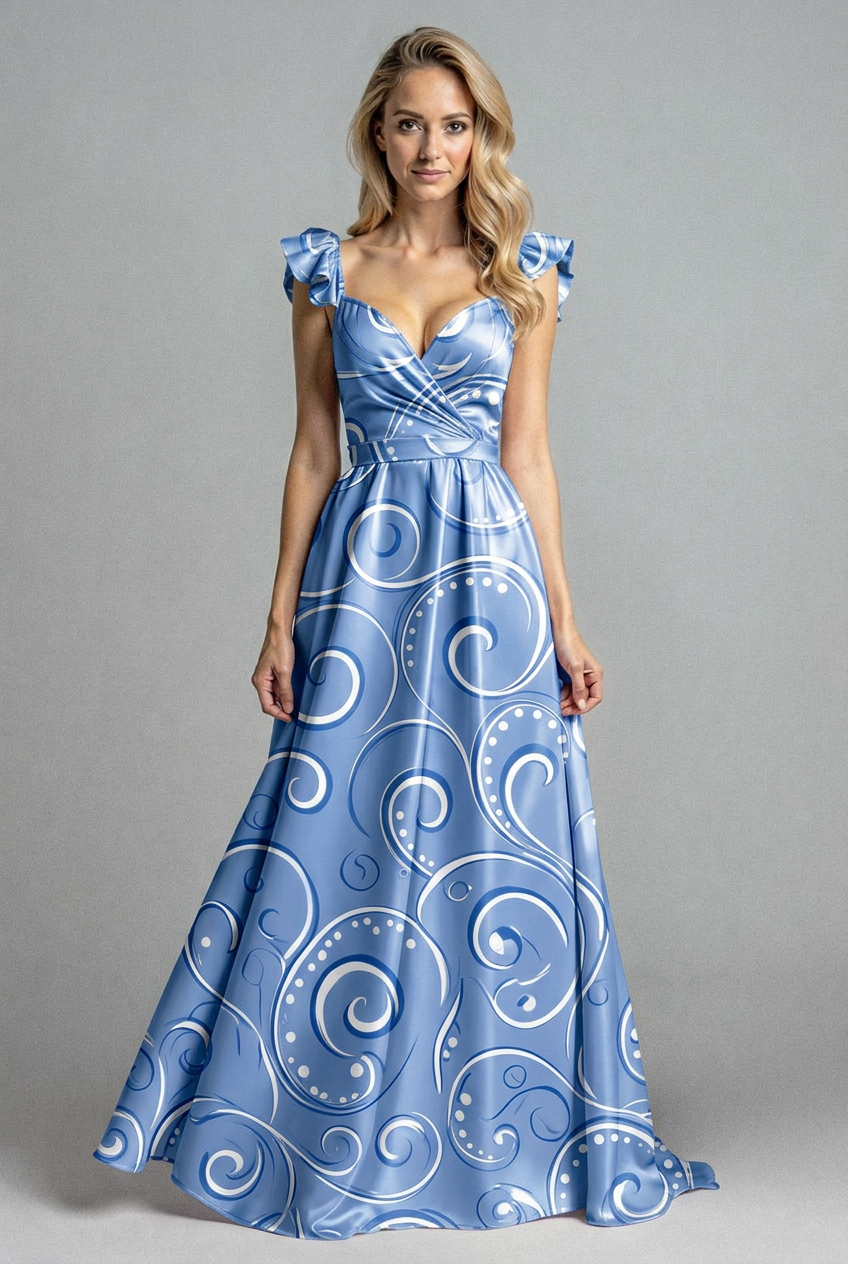 FS033 Bluewave Printed Fabric for dress