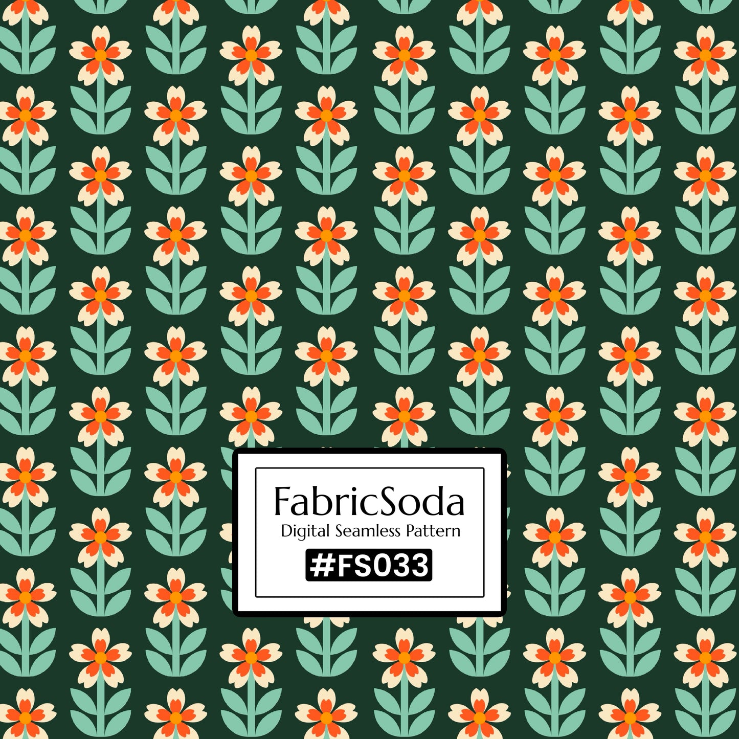 FS033 Green Floral Printed Fabric