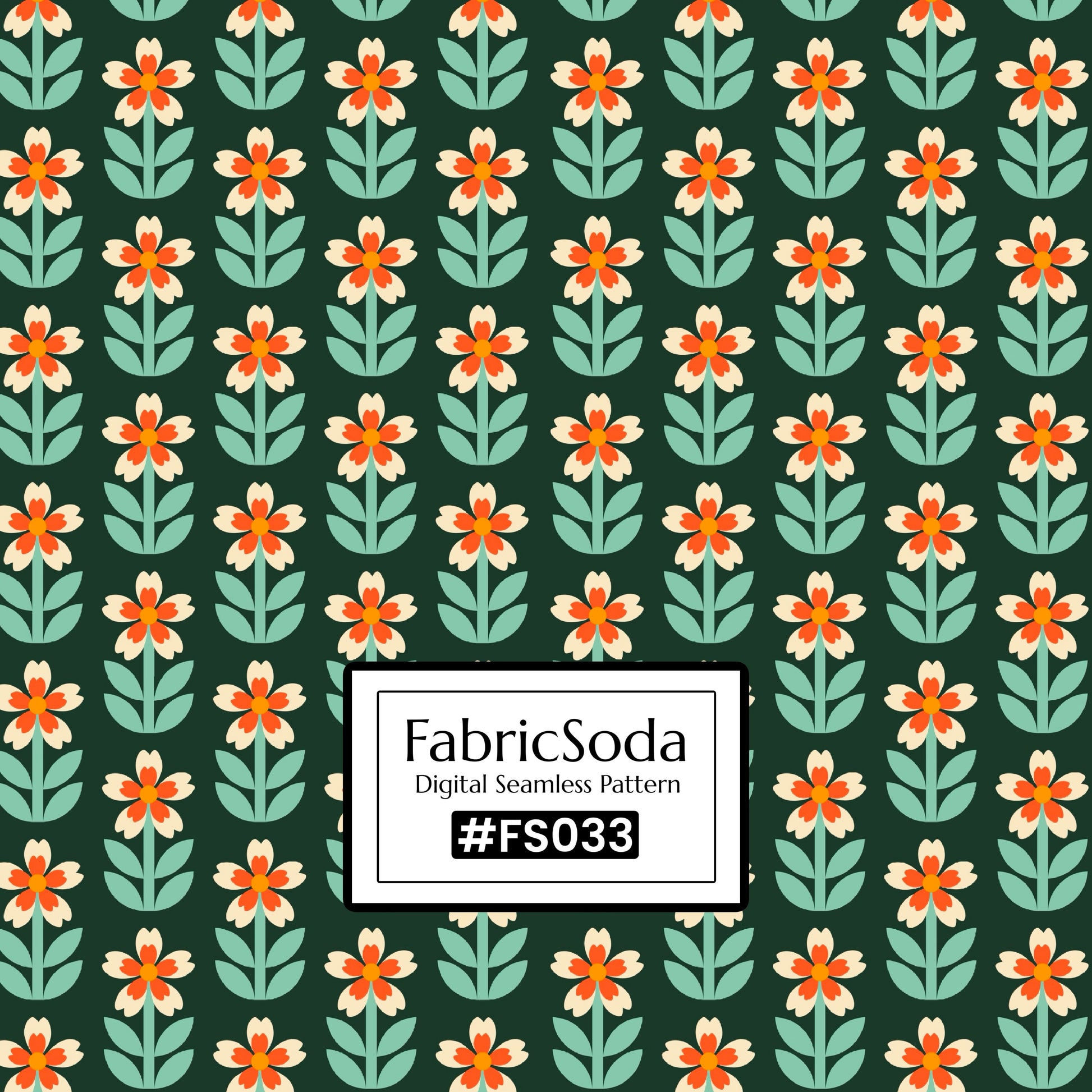 FS033 Green Floral Printed Fabric