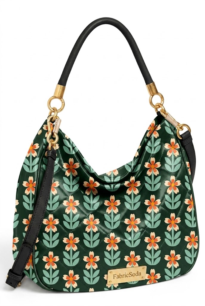 FS033 Green Floral Printed Fabric