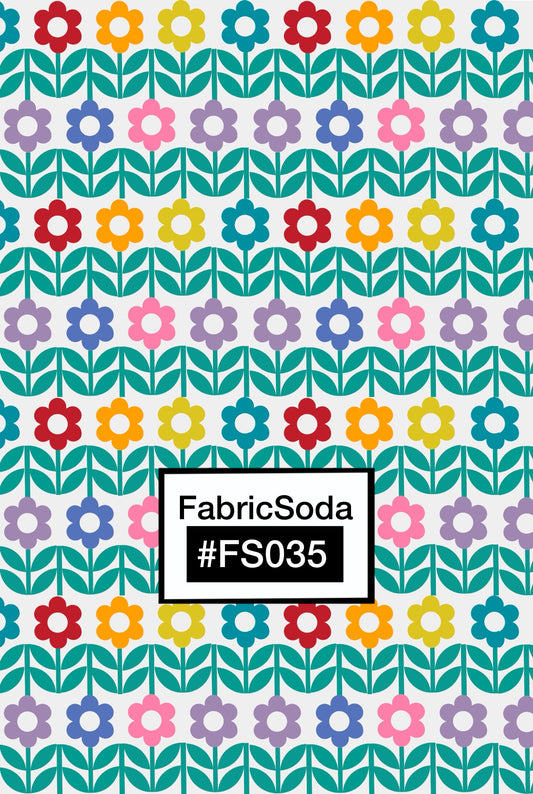 FS035 Rainbow Flower Printed Fabric