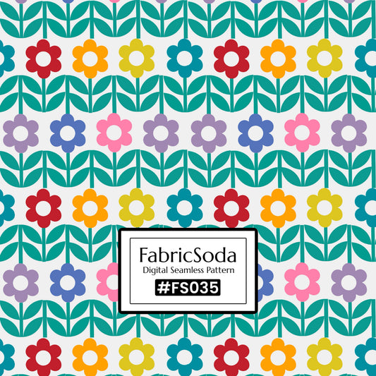 FS035 Rainbow Flower Printed Fabric