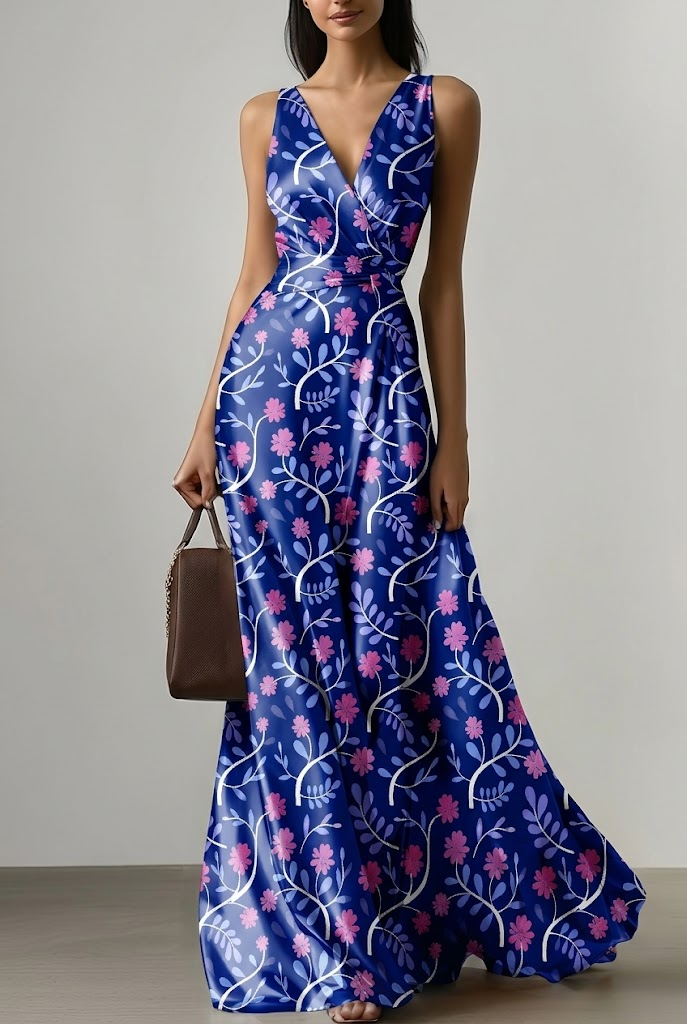 FS038 Purple Floral Printed Fabric