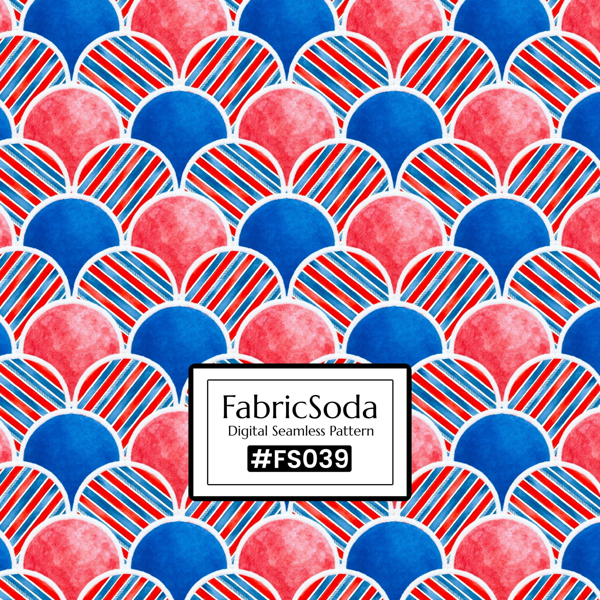 FS039 Red Blue Japanese Wave Printed Fabric