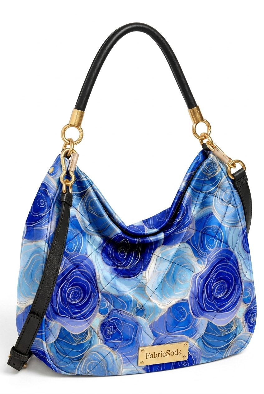 FS040 Watercolour Blue Floral Printed Fabric