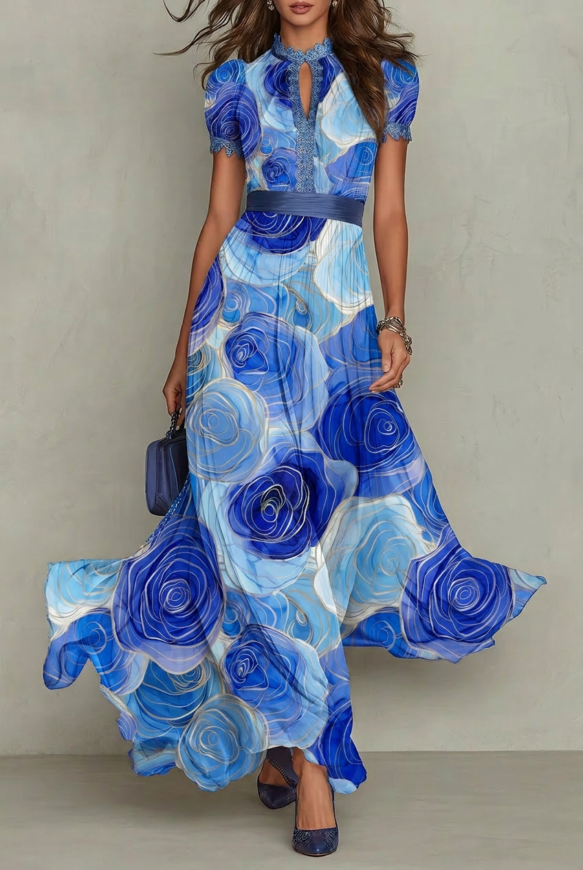FS040 Watercolour Blue Floral Seamless Pattern PNG