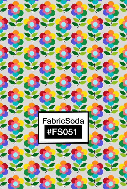 FS051 Rainbow Flower Printed Fabric