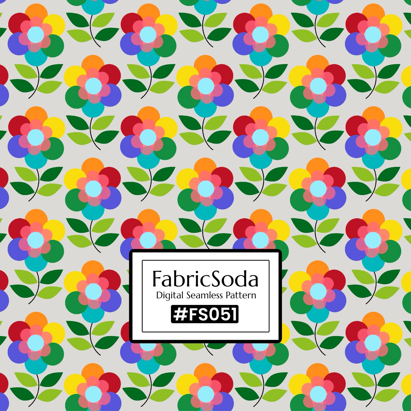 FS051 Rainbow Flower Printed Fabric