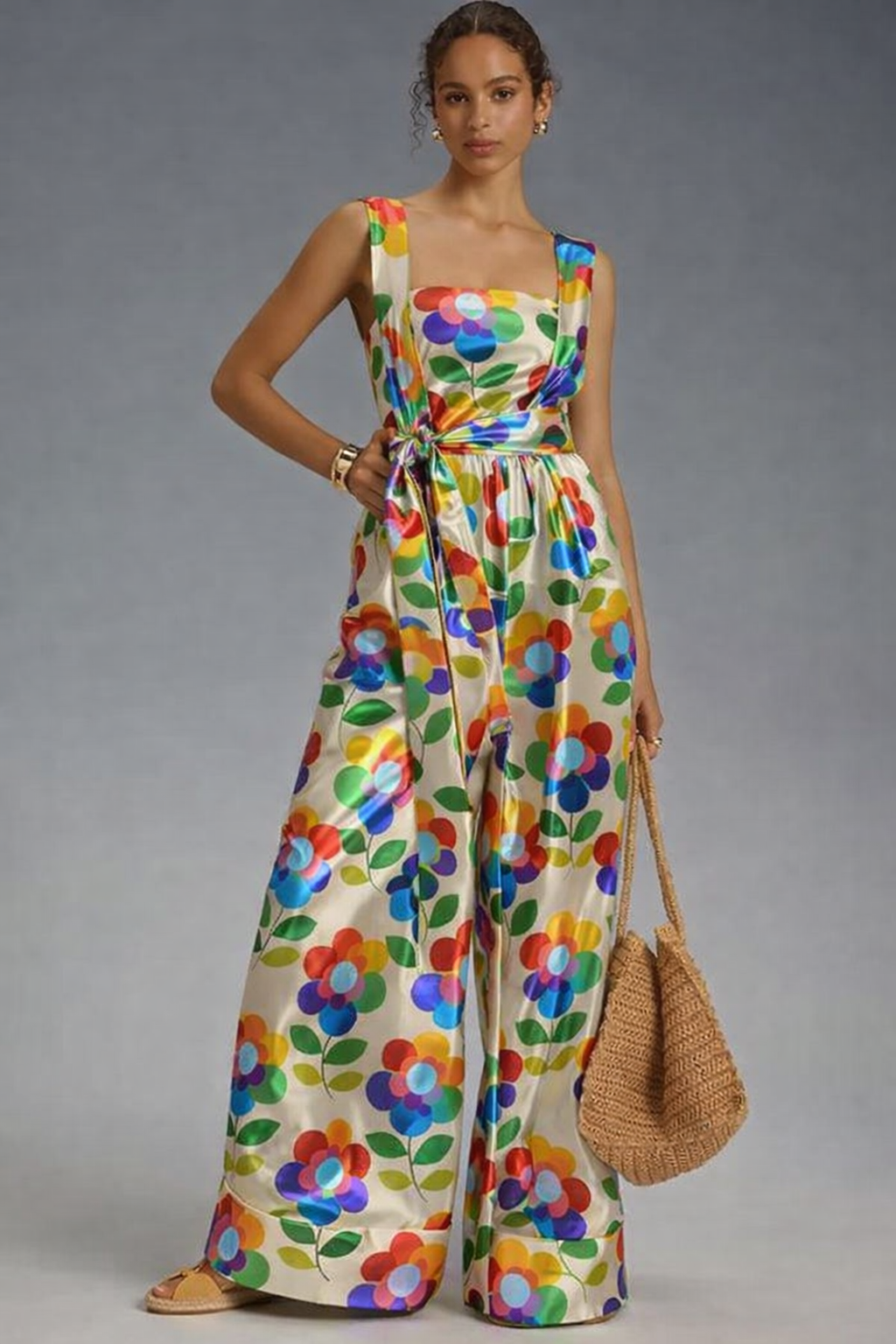 FS051 Rainbow Flower Printed Fabric