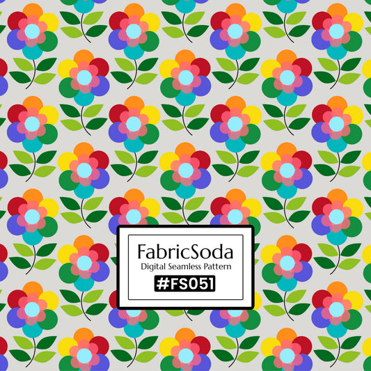 FS051 Rainbow Flower Seamless Pattern JPG PNG