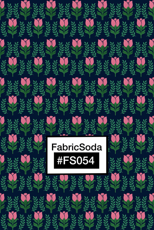 FS054 Green Floral Printed Fabric