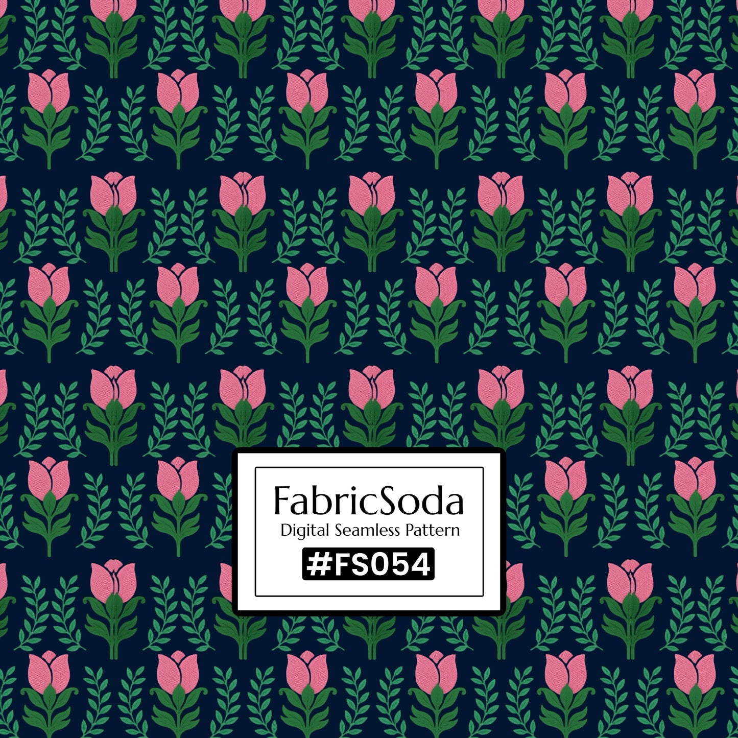 FS054 Green Floral Printed Fabric