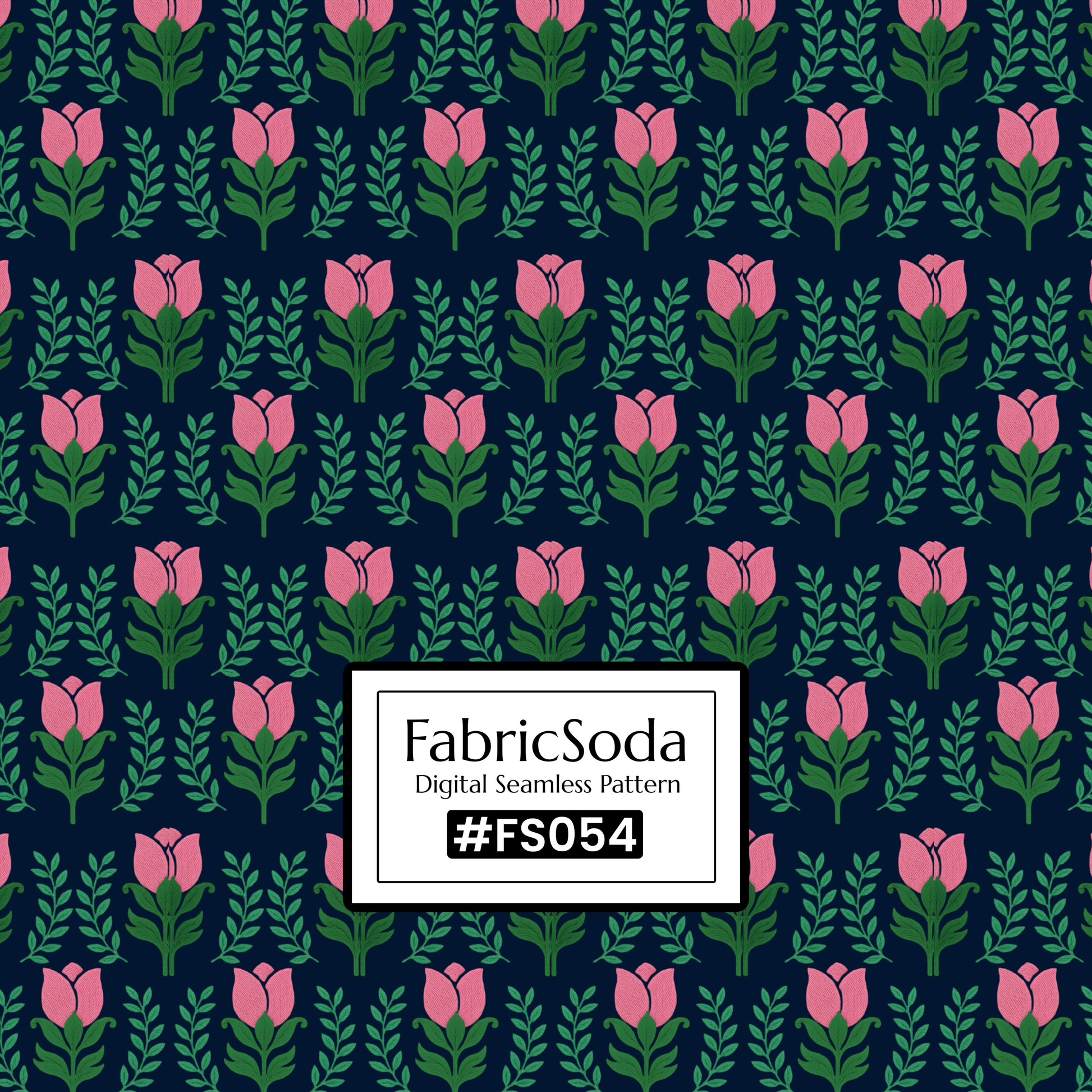 FS054 Green Floral Printed Fabric