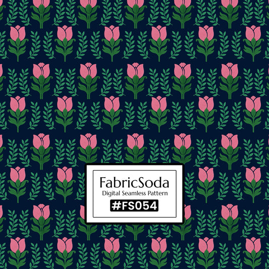 FS054 Green Floral Printed Fabric