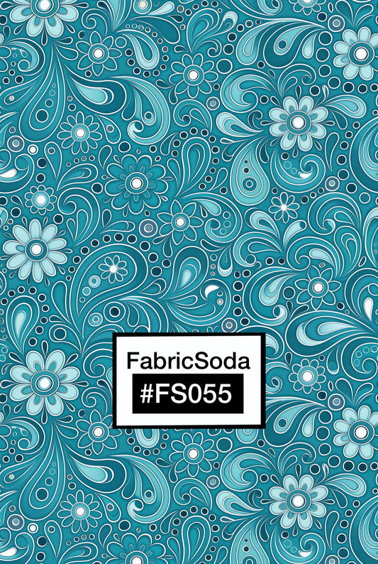 FS055 Teal Paisley Printed Fabric