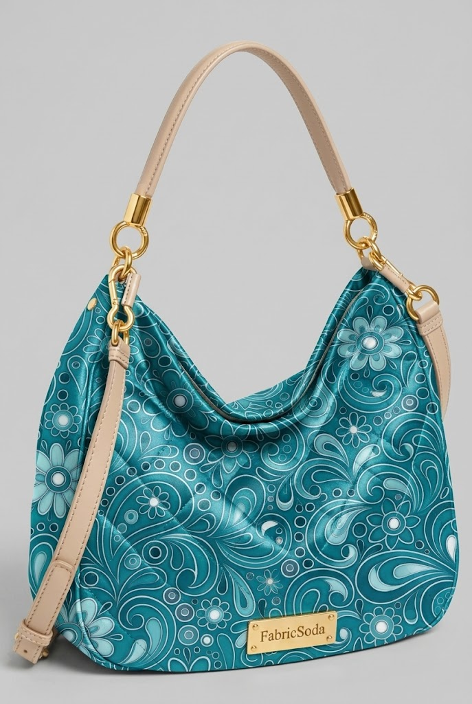 FS055 Teal Paisley Printed Fabric