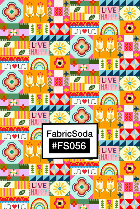 FS056 Orange Playful Abstract Printed Fabric