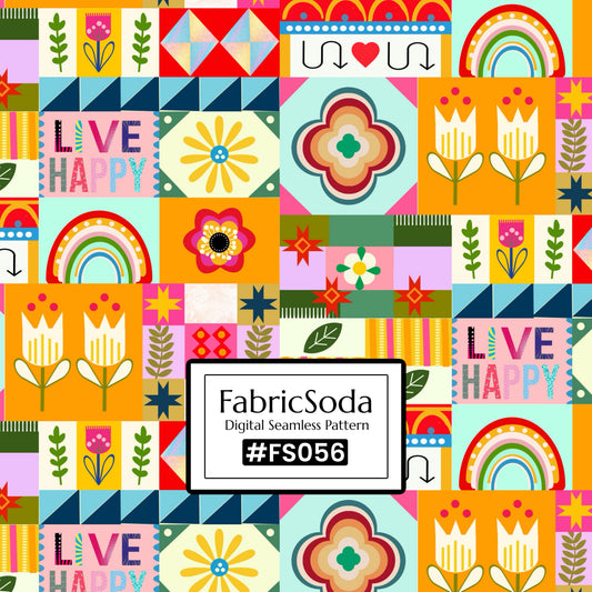 FS056 Orange Playful Abstract Printed Fabric