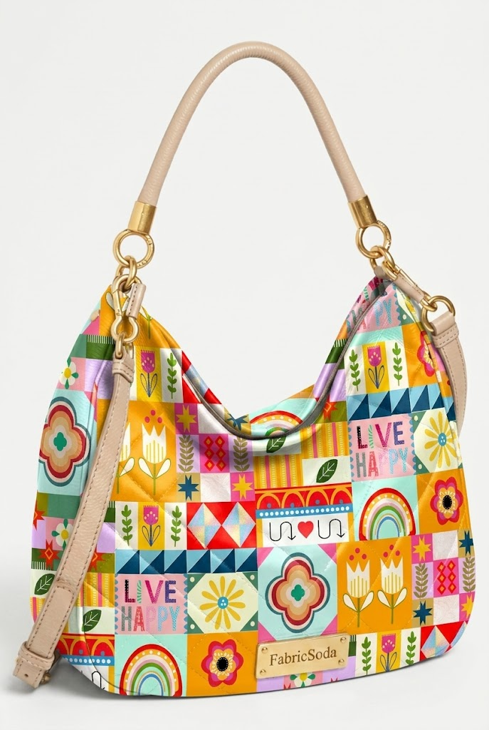 FS056 Orange Playful Abstract Printed Fabric