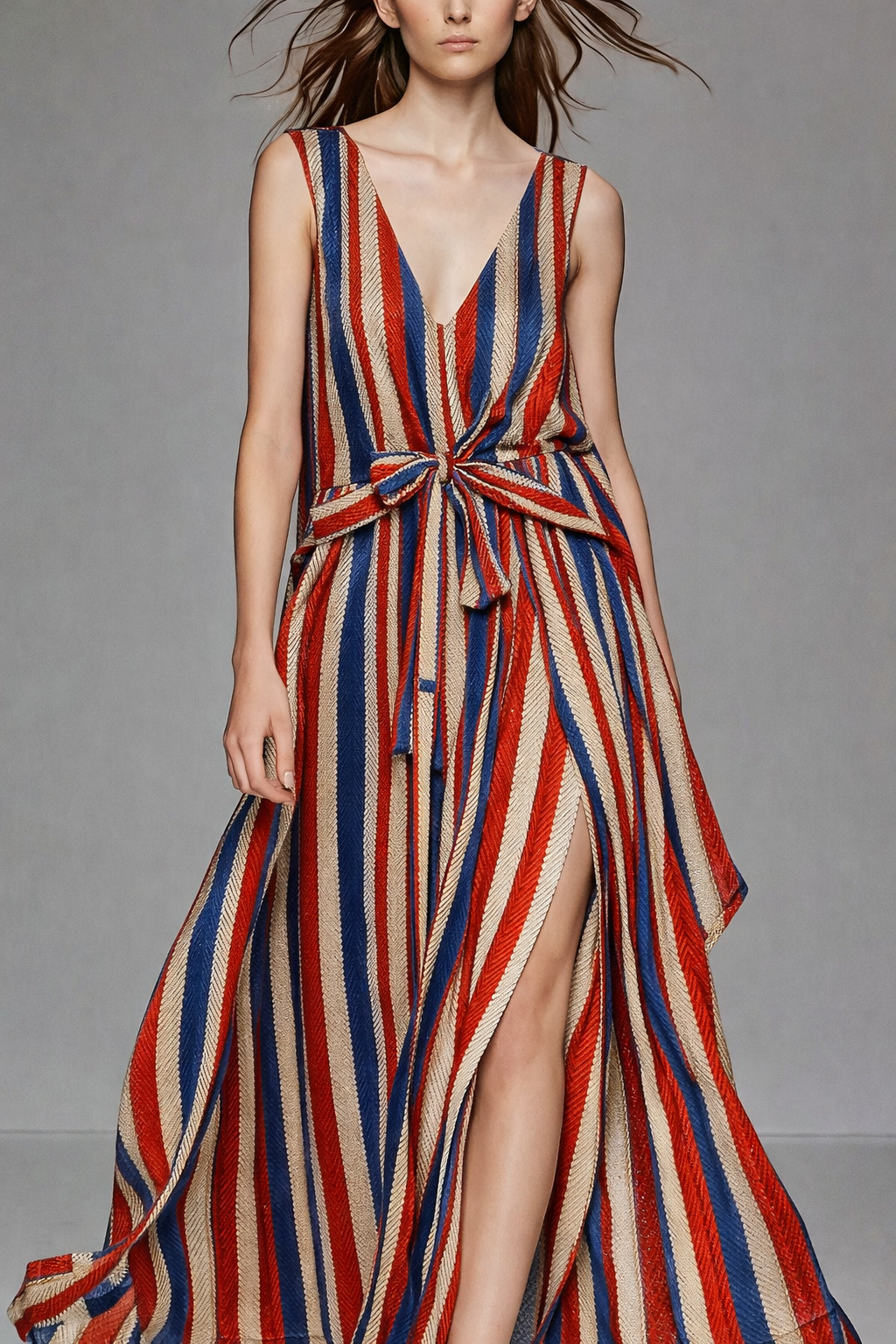 FS061 Red White Blue Embroidery Effect Striped Seamless Pattern JPG