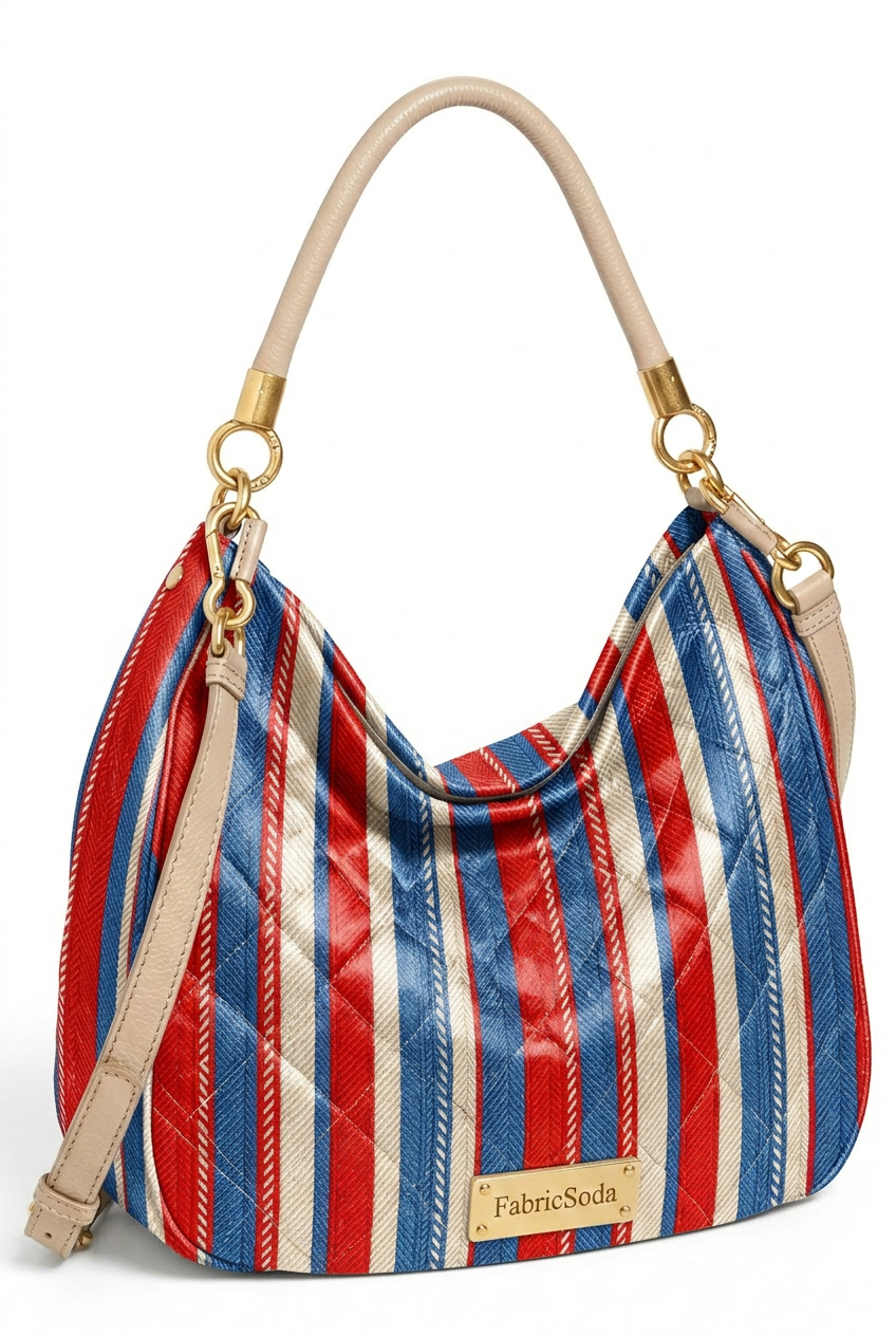 FS061 Red White Blue Stripe Printed Fabric