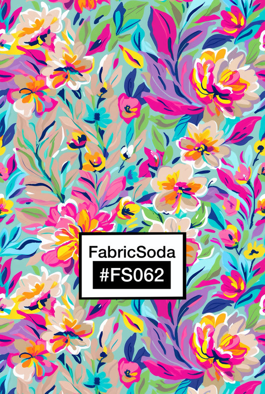 FS062 Beige Wildflower Printed Fabric
