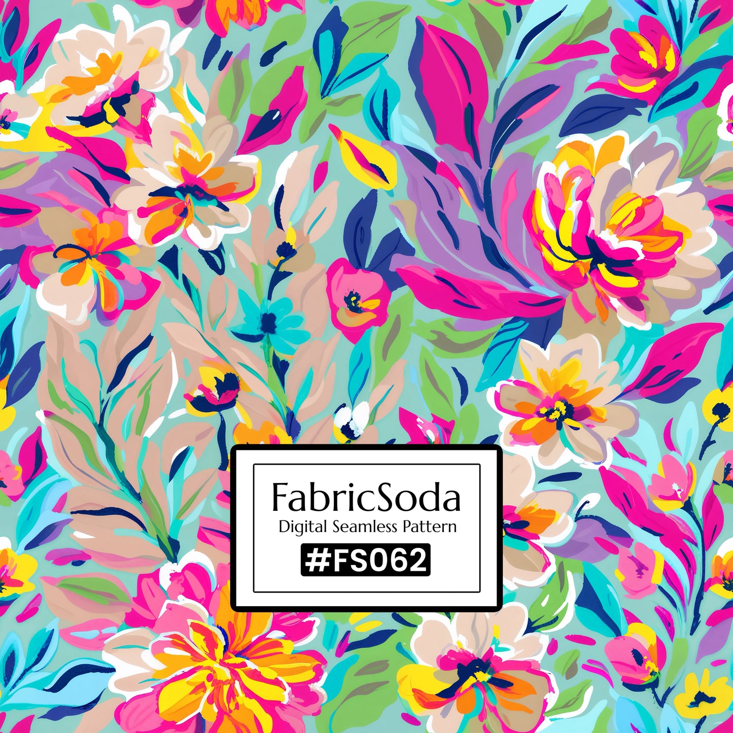FS062 Beige Wildflower Printed Fabric