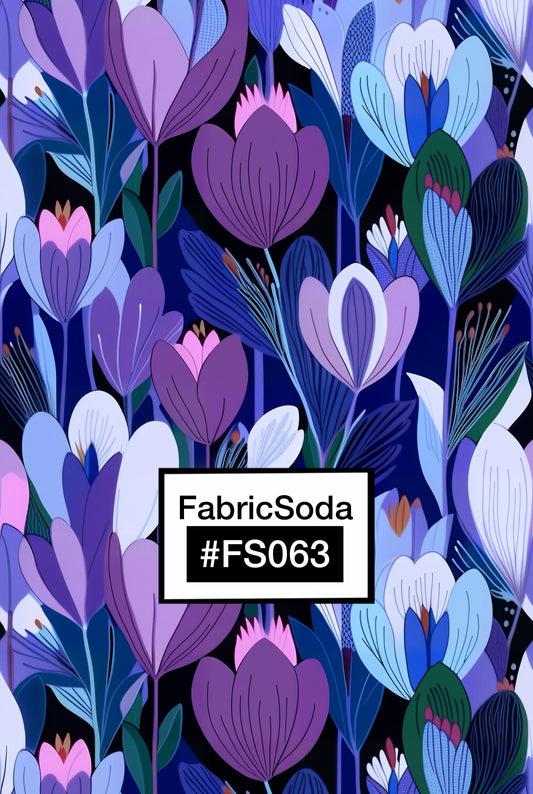 FS063 Purple Floral Printed Fabric