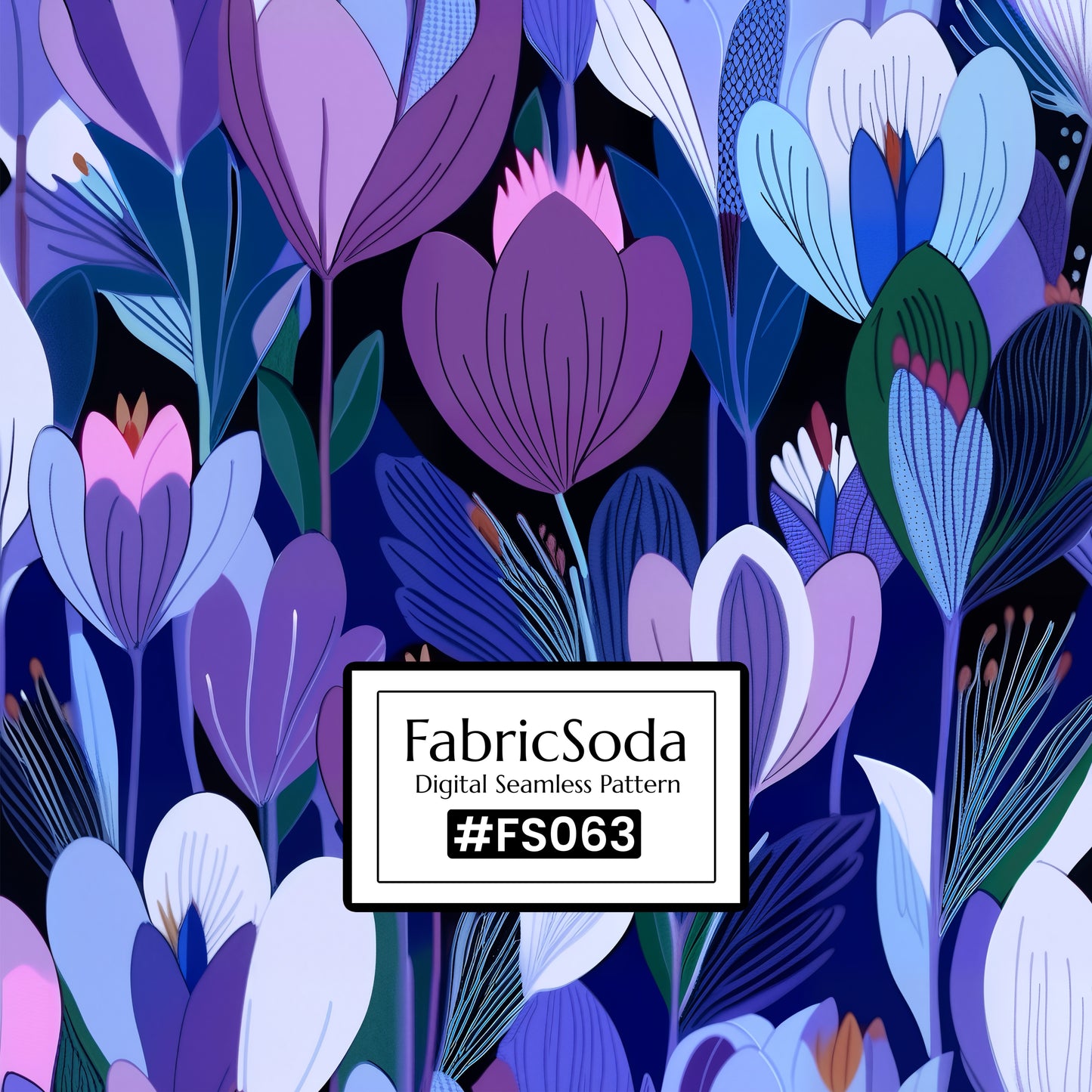 FS063 Purple Floral Printed Fabric