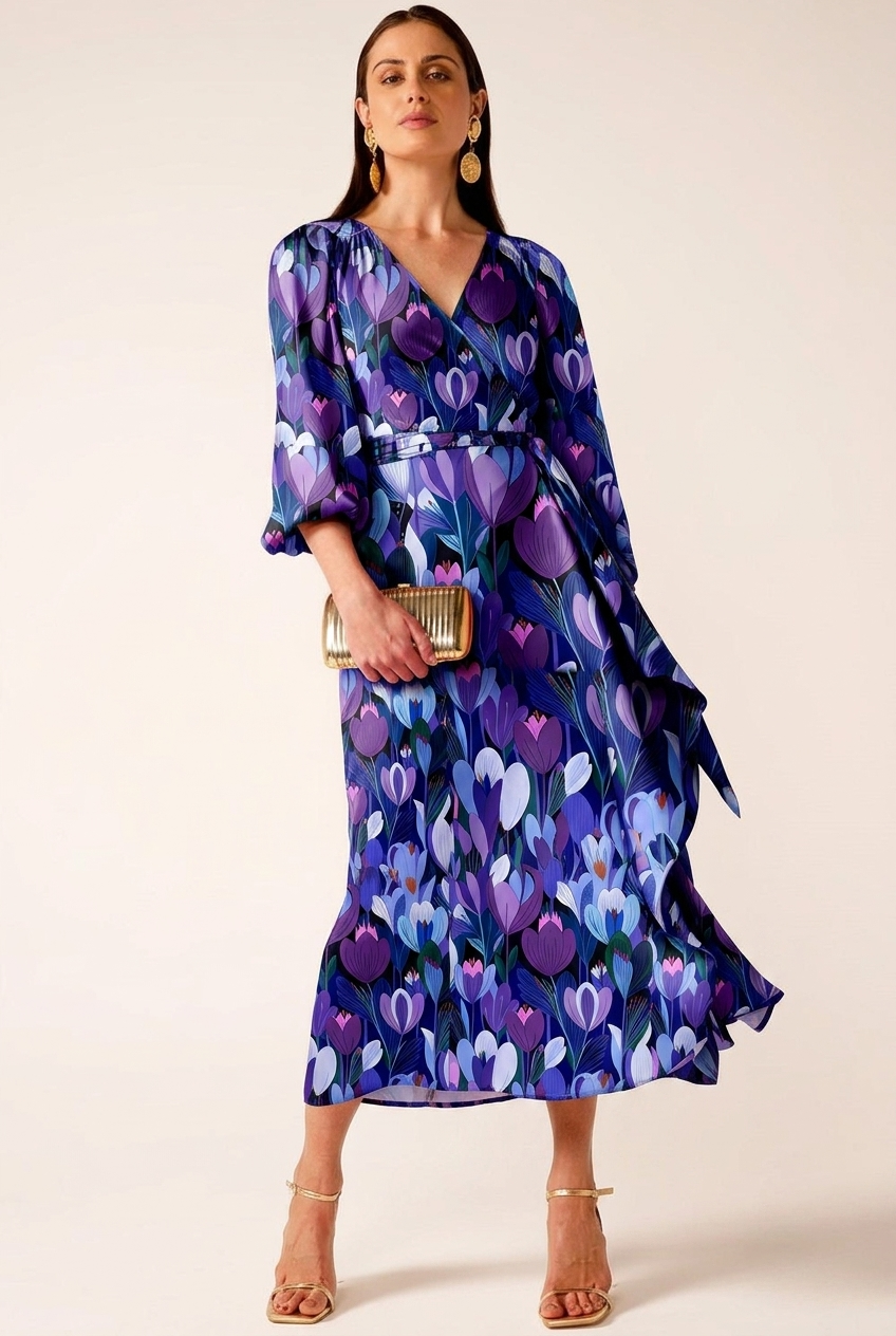 FS063 Purple Floral Printed Fabric