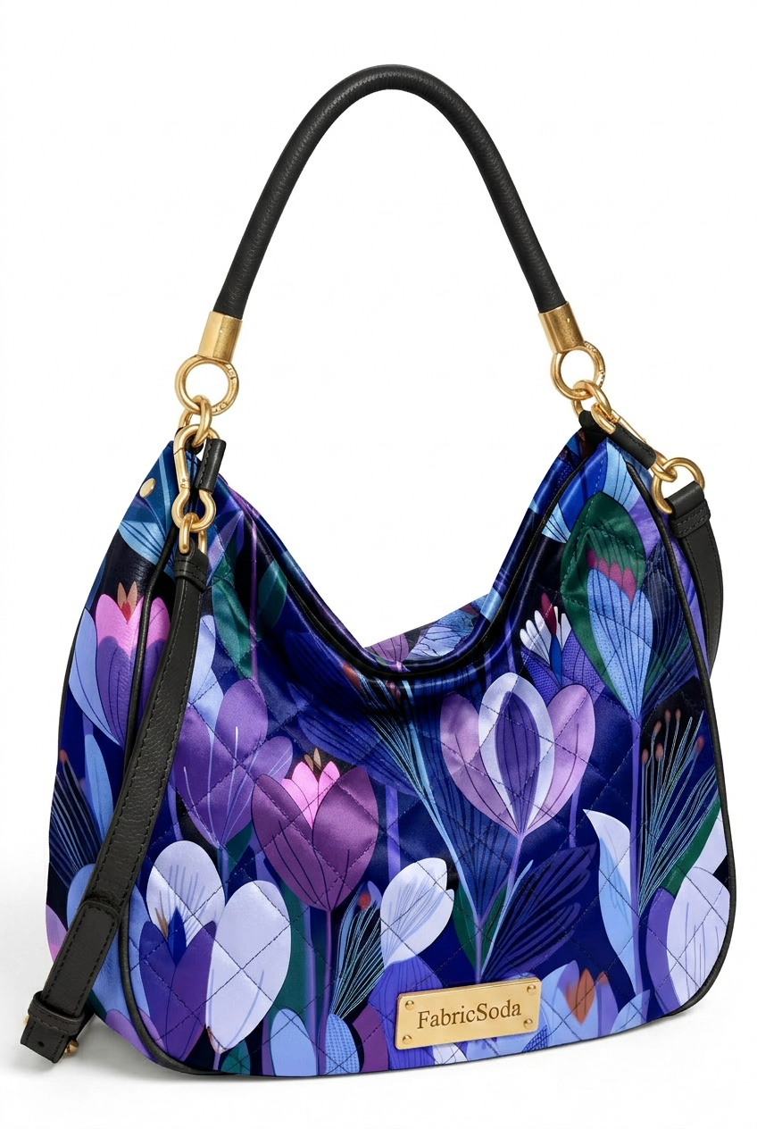 FS063 Purple Floral Printed Fabric