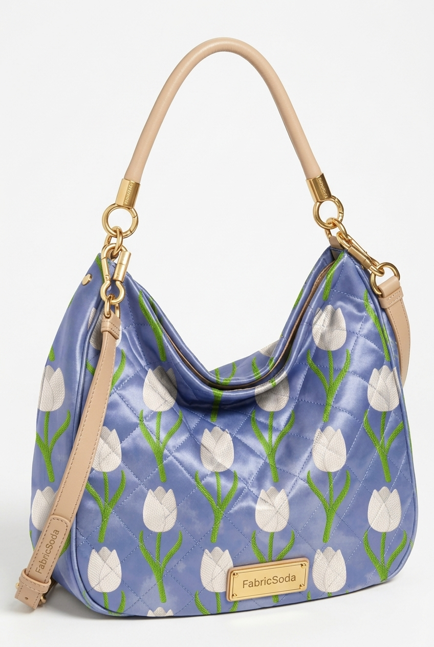 FS064 Tulips In Purple Cotton Printed Fabric