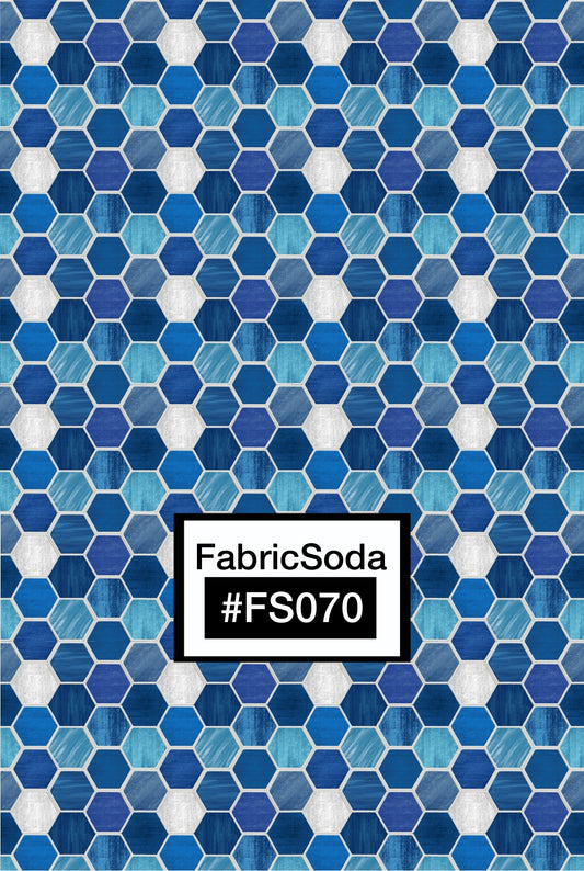 FS070 Blue Shades Geometric Printed Fabric