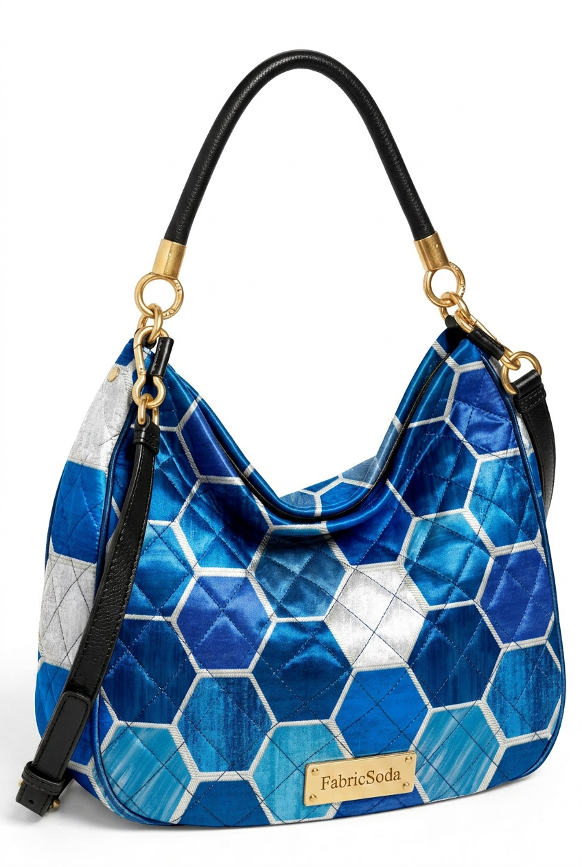 FS070 Blue Shades Geometric Printed Fabric