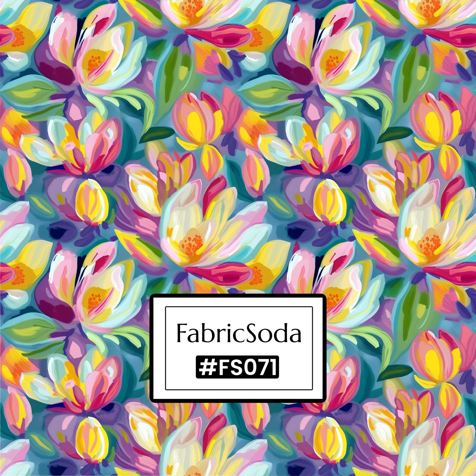 FS071 Oil Paint Floral Printed Fabric