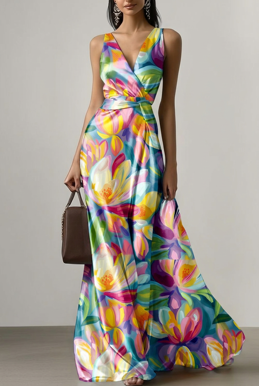 FS071 Oil Paint Floral Printed Fabric