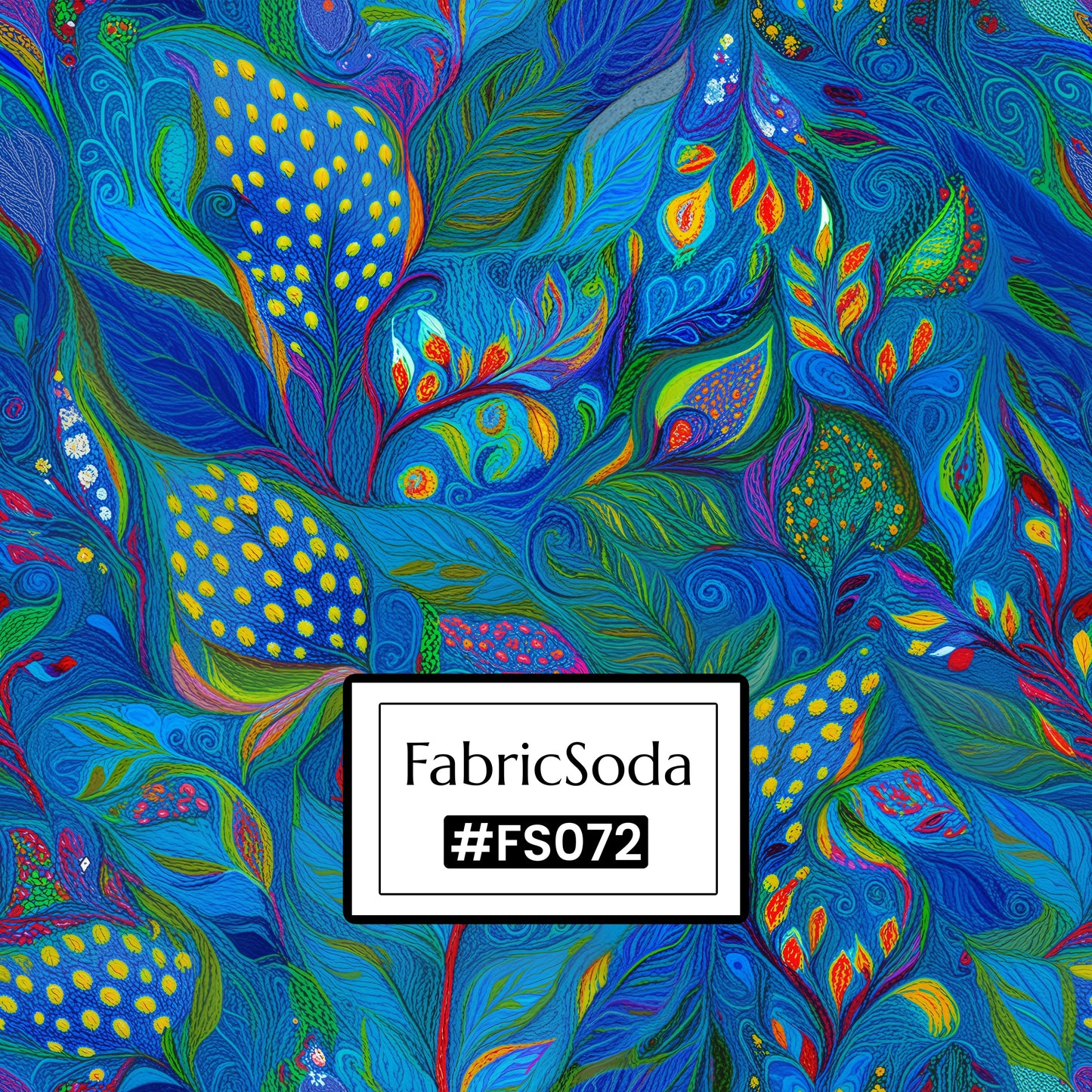 FS072 Blue Abstract Floral Printed Fabric