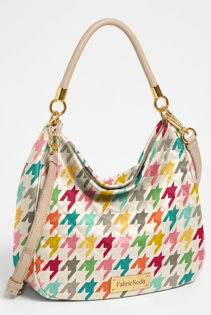 FS073 Multicolour Houndstooth Printed Fabric