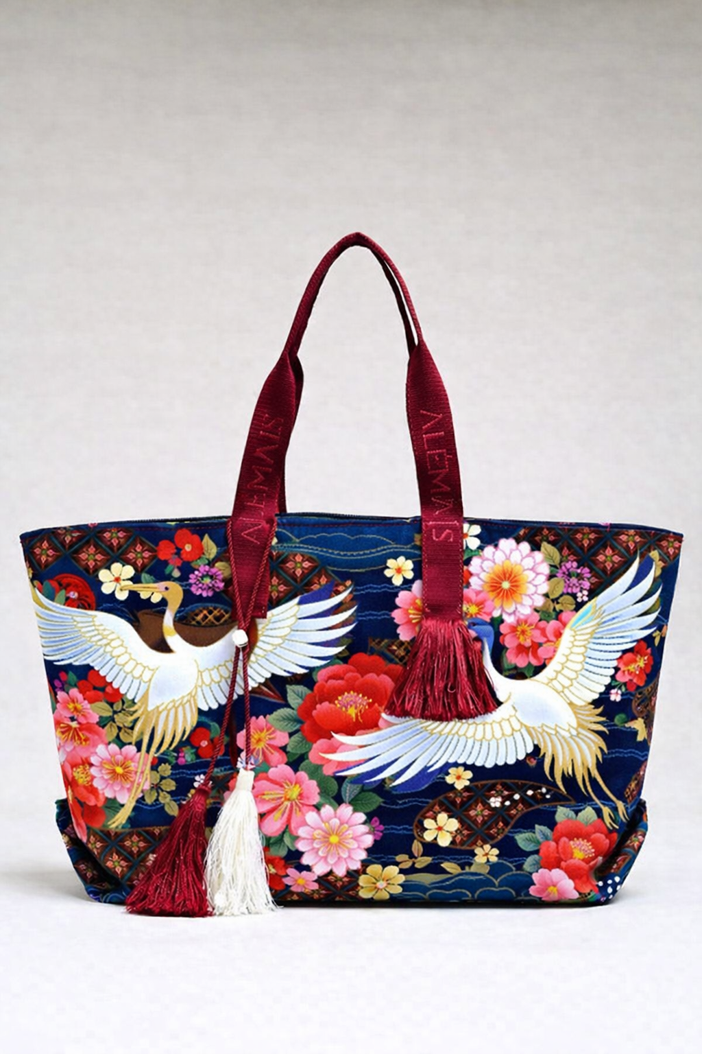 FS074 Japanese Style Crane Floral Printed Fabric