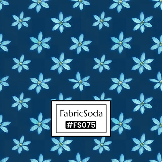 FS075 Blue Floral Cotton Printed Fabric