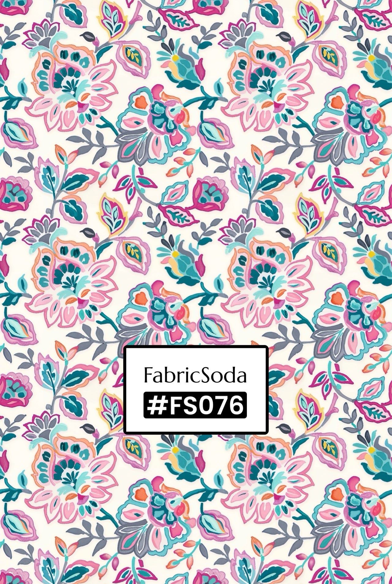 FS076 Pink Floral Printed Fabric