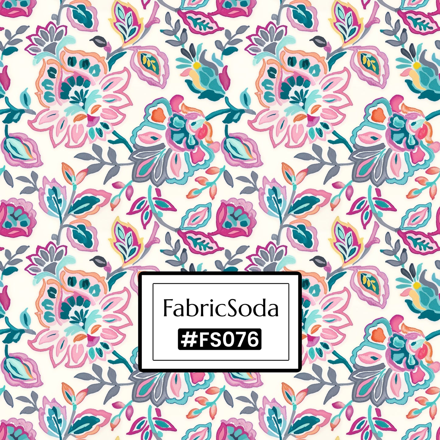 FS076 Pink Floral Printed Fabric