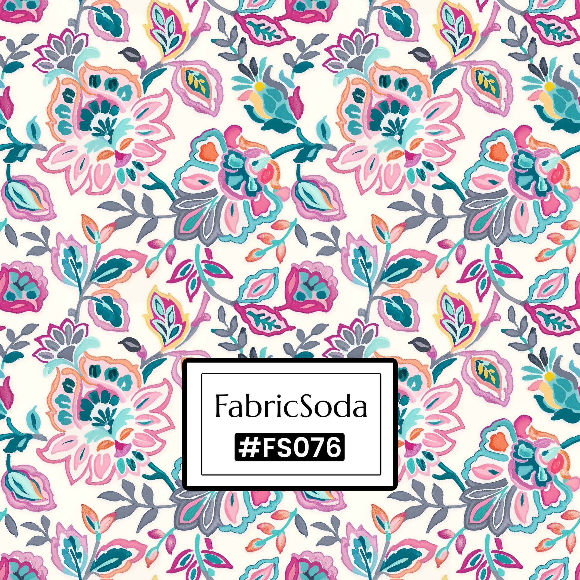 FS076 Pink Floral Printed Fabric