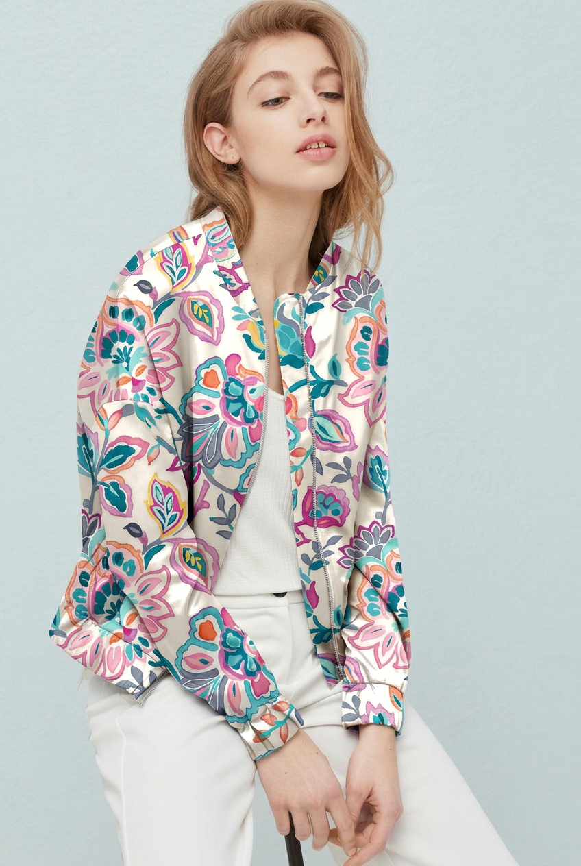 FS076 Pink Floral Printed Fabric