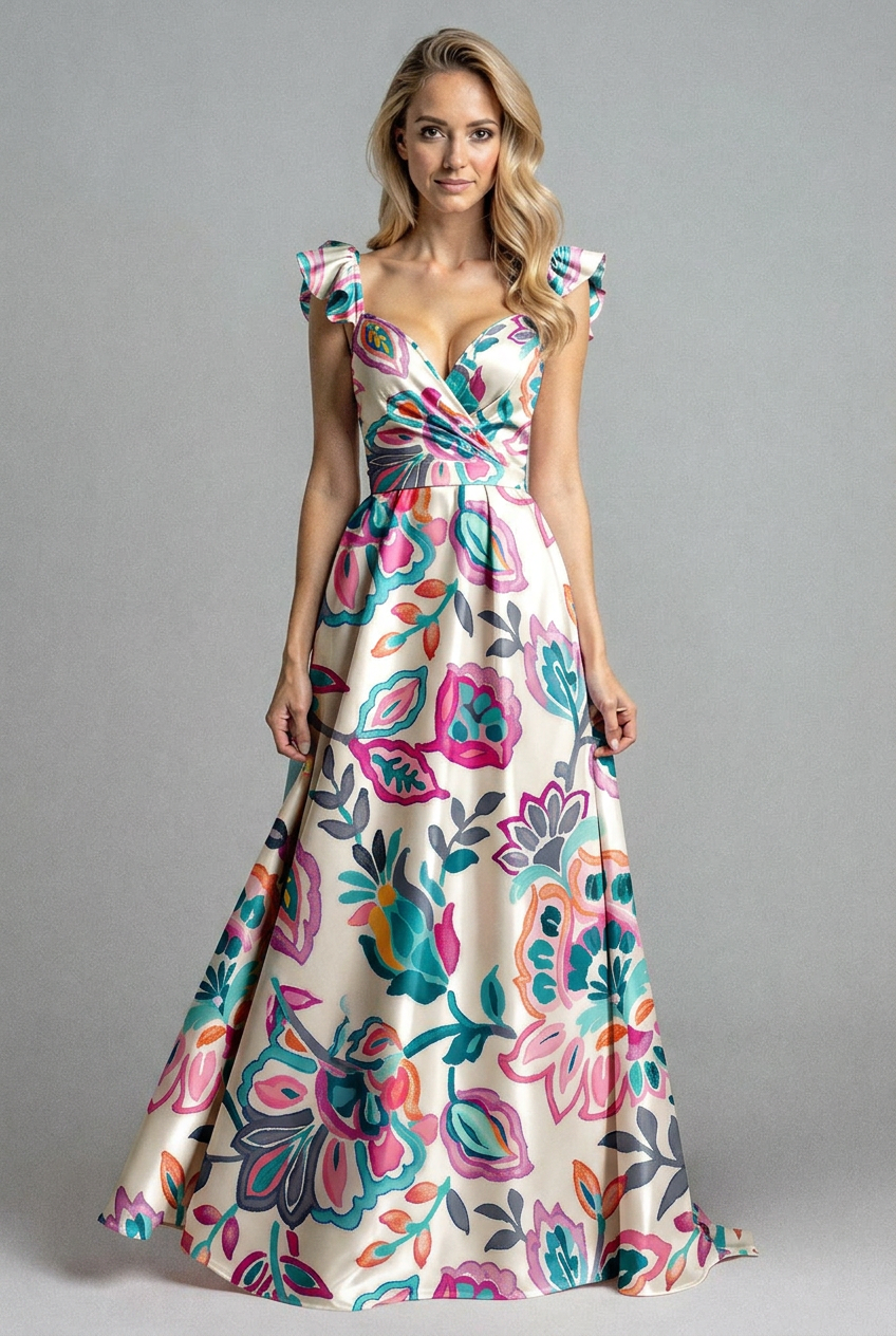 FS076 Pink Floral Printed Fabric for dress 