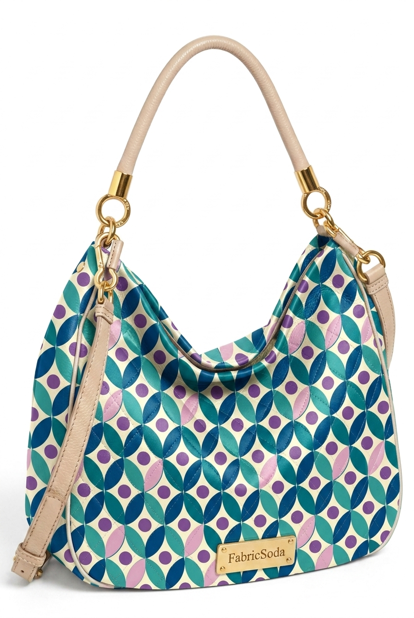 FS081 Pink and Green Geometric Printed Fabric