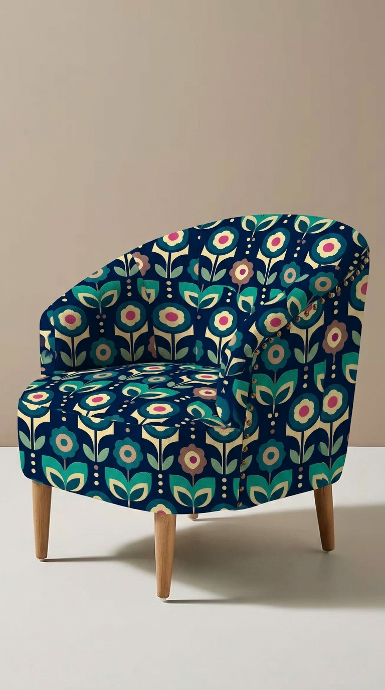 FS082 Teal Geometric Printed Fabric